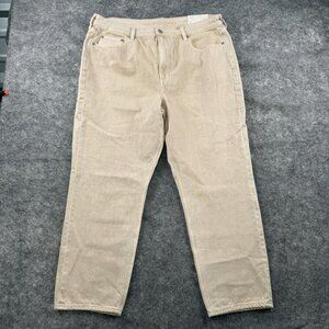 American Eagle Jeans Womens 18 Beige Cream Denim Mom Straight 100% Cotton NEW